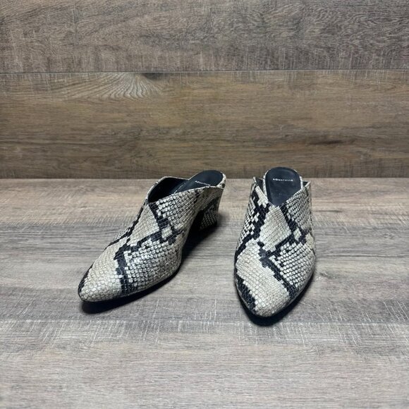 Aquatalia Olima Snake Embossed Leather Pointed Toe Mules Women's Size 7.5 - Picture 1 of 7